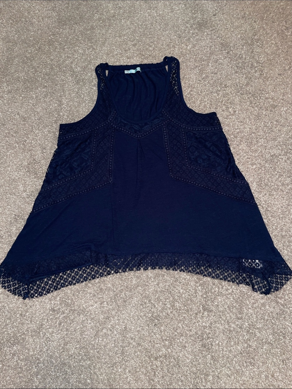 Maurices Navy Crochet-Trim Tank Top, XXL